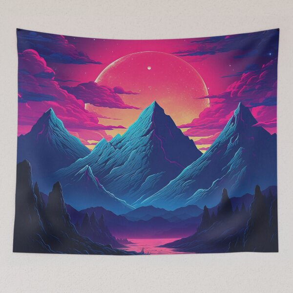 Item preview, Mountain Mirage: Synthwave Dreams in the Scenic Landscape designed and sold by Mullet Monkey.