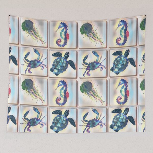 Item preview, Turtle Crabs Jellyfish Seahorse designed and sold by Profitrip.