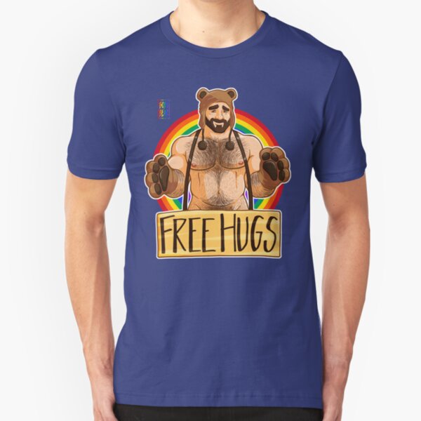 ADAM LIKES HUGS - GAY PRIDE Slim Fit T-Shirt
