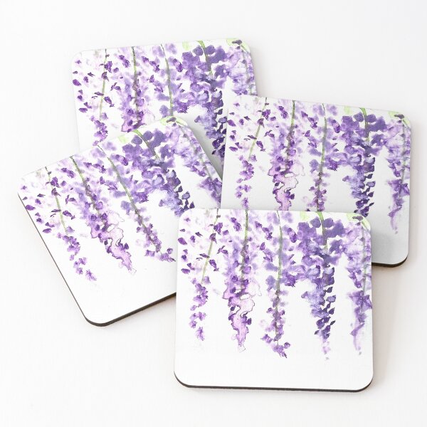 Item preview, Purple Wisteria flowers watercolor designed and sold by Monika Howarth.