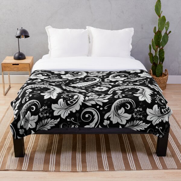 Item preview,  Elegancia floral: flores de Paisley en blanco y negro designed and sold by Cutesethtic.
