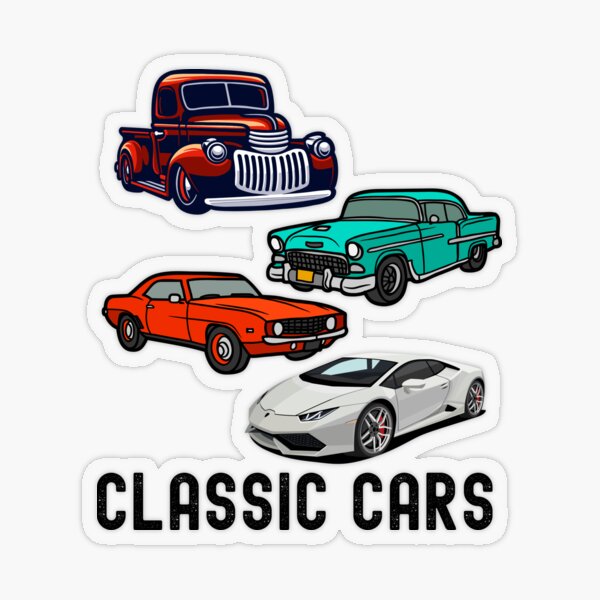 Old School Retro Classic Car Side Muscle Car Gifts' Sticker