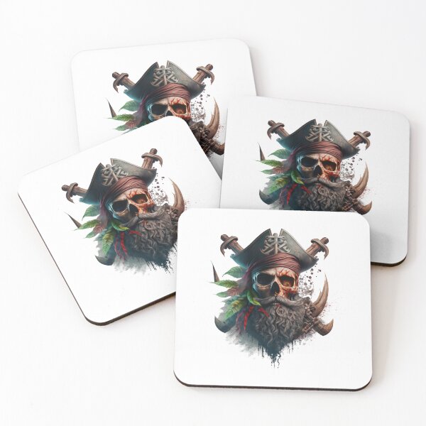 Item preview, SKULL DARK PIRATE HAT BEARD SHIP OCEAN SEA CARIBEAN SEA ATLANTIC WEAPONS #ogirdor designed and sold by ogirdorgraphics.