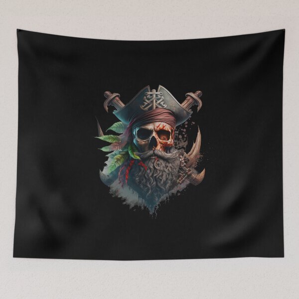 Item preview, SKULL DARK PIRATE HAT BEARD SHIP OCEAN SEA CARIBEAN SEA ATLANTIC WEAPONS #ogirdor designed and sold by ogirdorgraphics.