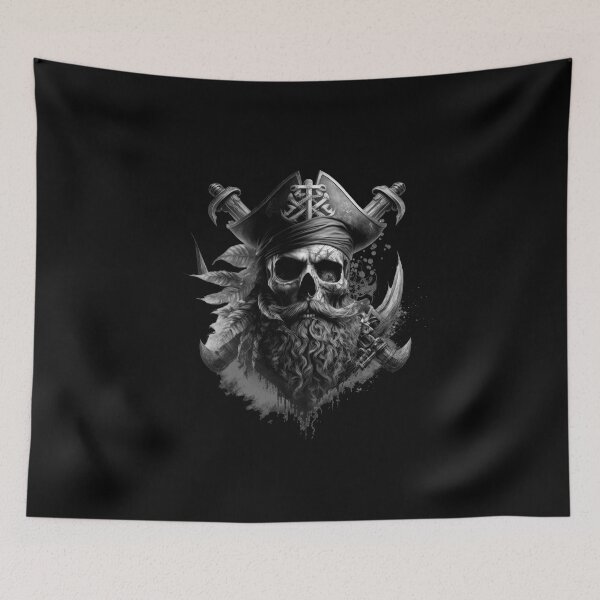 Item preview, SKULL DARK PIRATE HAT BEARD SHIP OCEAN SEA CARIBEAN SEA ATLANTIC WEAPONS #ogirdor designed and sold by ogirdorgraphics.