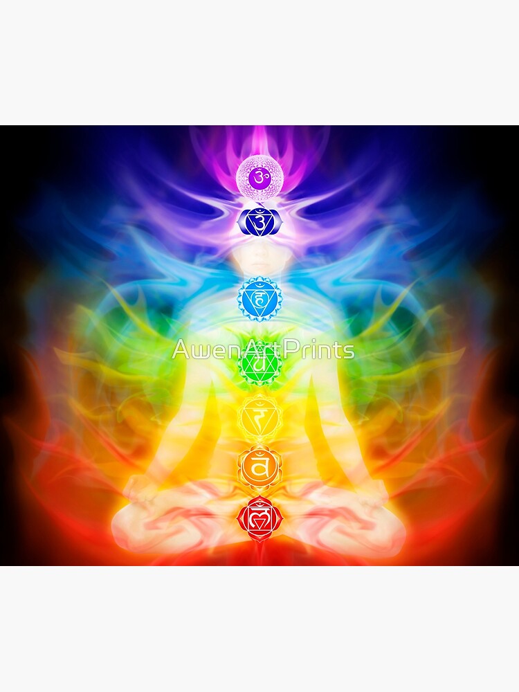 Chakras and energy flow on human body art photo print by AwenArtPrints