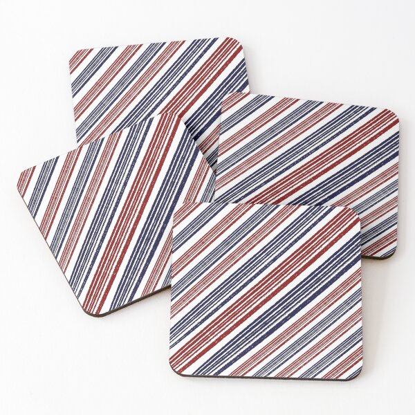 Item preview, Hand-Drawn Navy & Red Diagonal Stripes on White designed and sold by BlueMoonBarn.