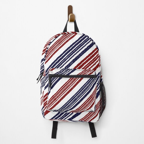 Item preview, Hand-Drawn Navy & Red Diagonal Stripes on White designed and sold by BlueMoonBarn.
