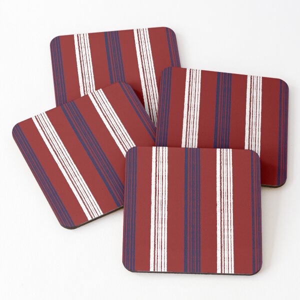 Item preview, Hand-Drawn Navy & White Vertical Stripes on Red designed and sold by BlueMoonBarn.