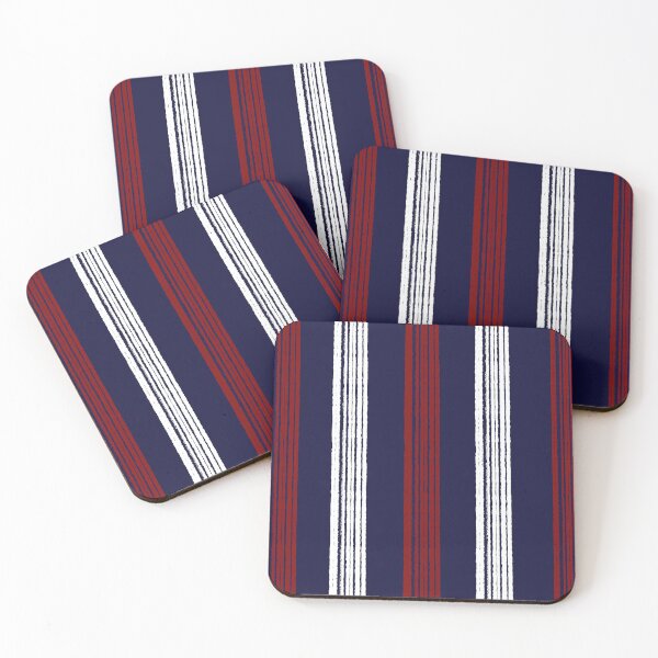 Item preview, Hand-Drawn Red & White Vertical Stripes  On Navy designed and sold by BlueMoonBarn.