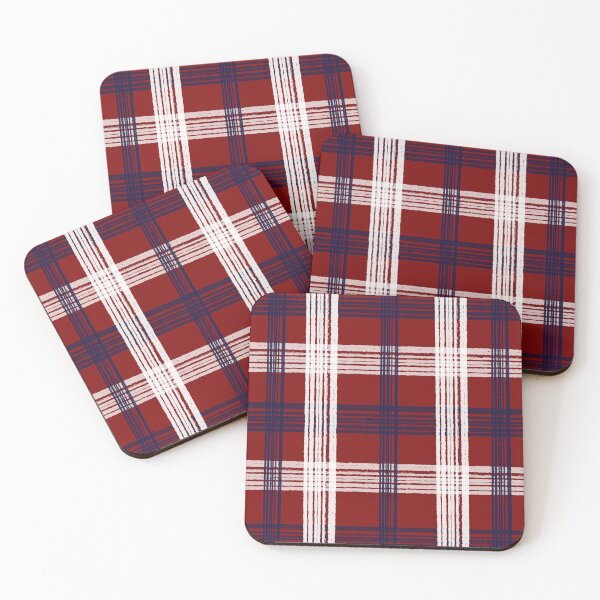 Item preview, Hand-Drawn Flannel, Plaid Design, Navy & White On Red designed and sold by BlueMoonBarn.
