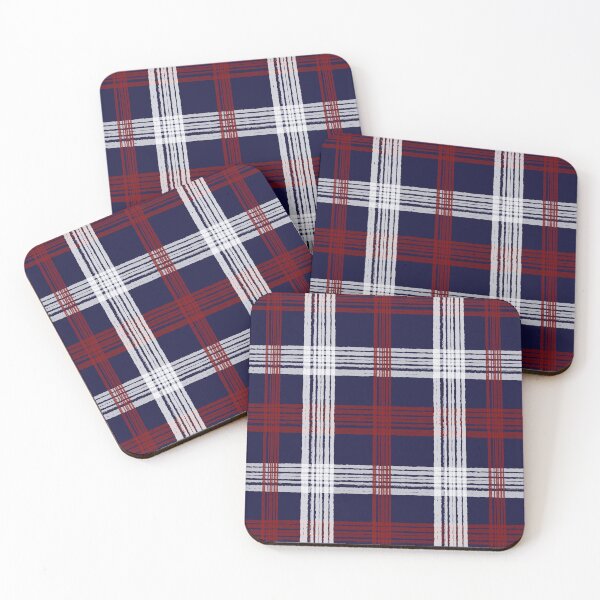 Item preview, Hand-Drawn Flannel/Plaid Red & White on Navy designed and sold by BlueMoonBarn.