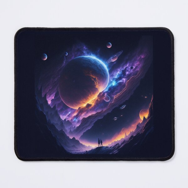 Item preview, Two people admiring the gigantic space - Cosmic Illustration designed and sold by ProductArtistry.