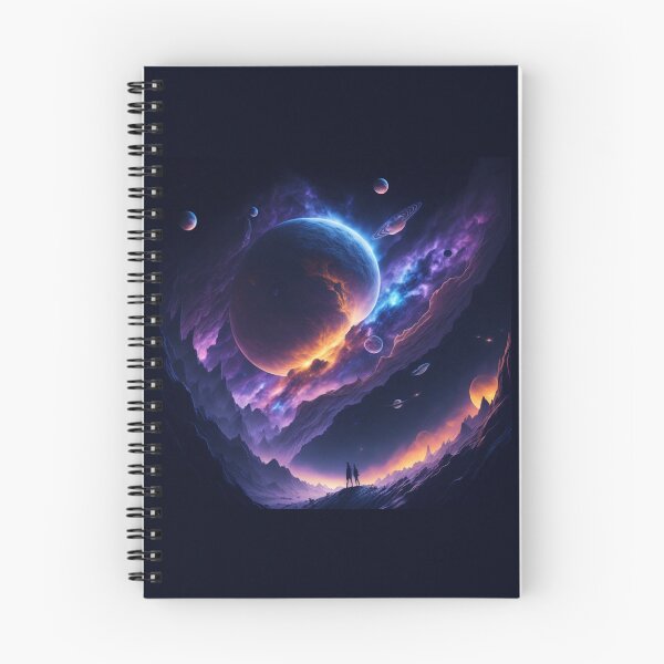 Item preview, Two people admiring the gigantic space - Cosmic Illustration designed and sold by ProductArtistry.