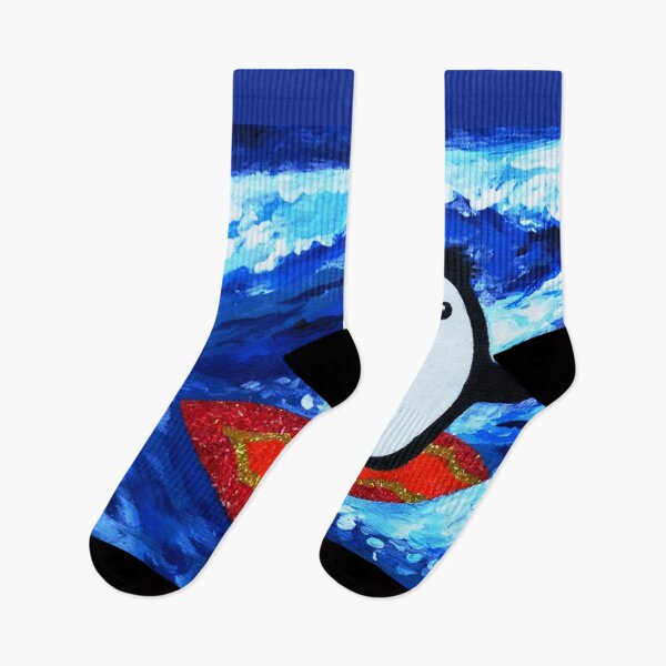 Item preview, Surfing penguin on a summer day   designed and sold by HappyFriendsArt.