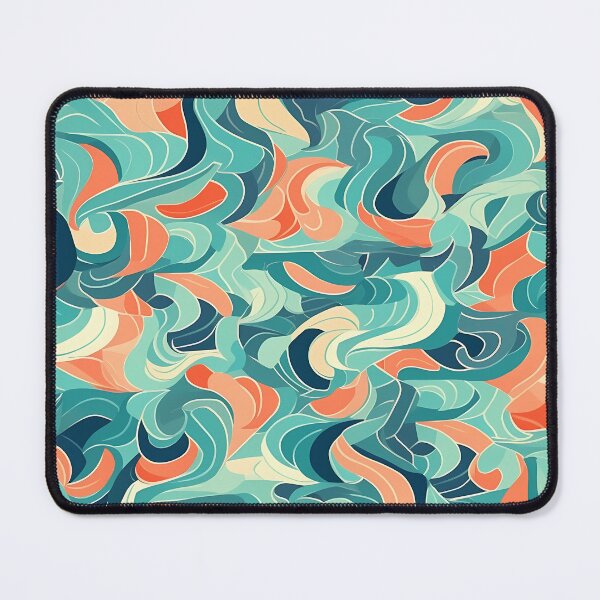 Item preview, Ocean Was Life 16, overlapping abstract waves, like goldfish beneath the surface, teal, orange, white, aquatic and nature. designed and sold by FoxRobinRabbit.