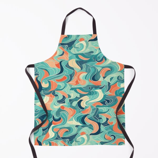 Item preview, Ocean Was Life 16, overlapping abstract waves, like goldfish beneath the surface, teal, orange, white, aquatic and nature. designed and sold by FoxRobinRabbit.