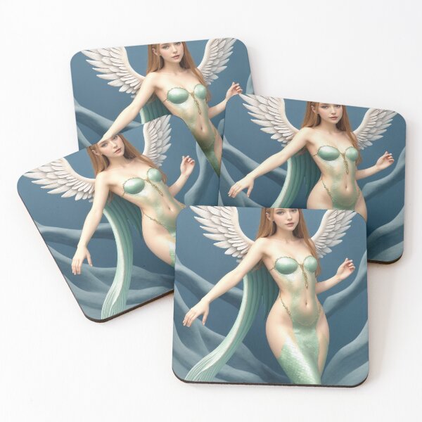 Item preview, Sirenas Litt Mermaid Angel Above the Blue Sea designed and sold by SirenasWorld.
