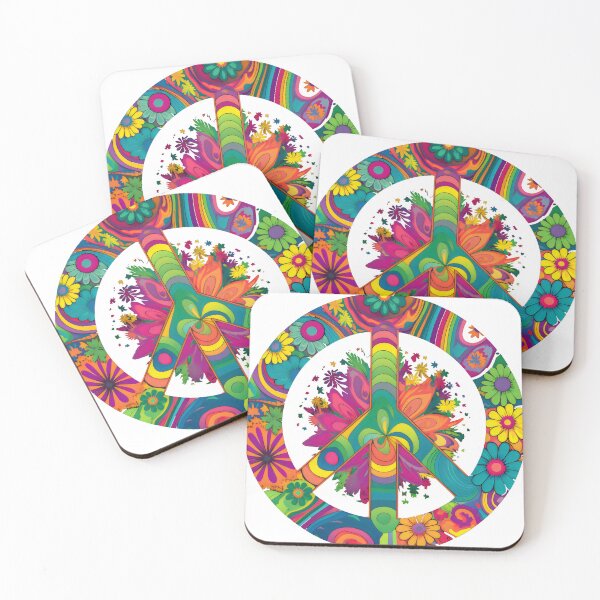 Item preview, Peace Sign World Lovers Flowers Hippie Art Soul Retro Groovy designed and sold by farhanhafeez.