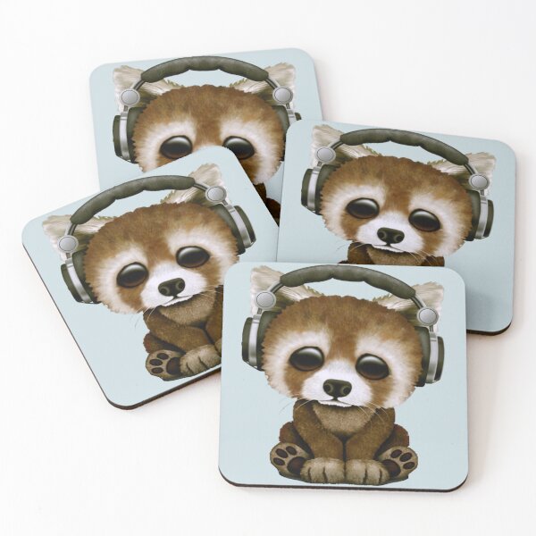 Item preview, Cute Baby Red Panda Deejay Wearing Headphones designed and sold by FraustoWilmer.