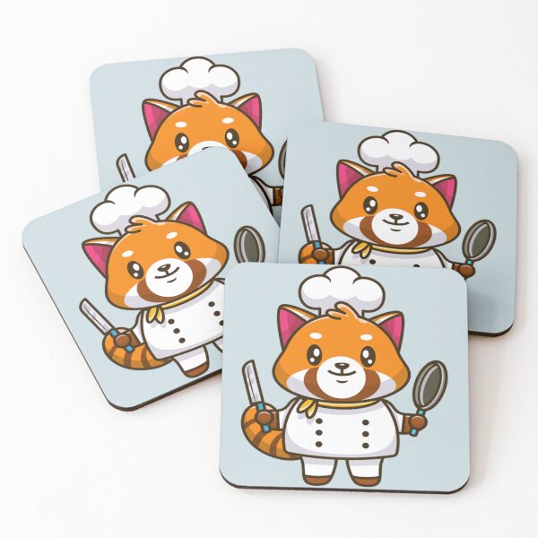 Item preview, Cute Red Panda Chef Holding Pan And Knife Cartoon designed and sold by FraustoWilmer.