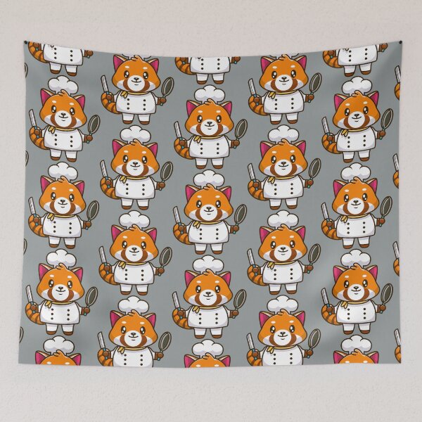 Item preview, Cute Red Panda Chef Holding Pan And Knife Cartoon designed and sold by FraustoWilmer.