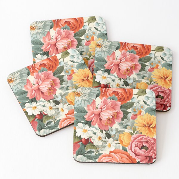 Item preview,  "Reviving the Charm of the Past: Nostalgic Blooms in Retro Floral Wallpaper" designed and sold by SBD-Shop.