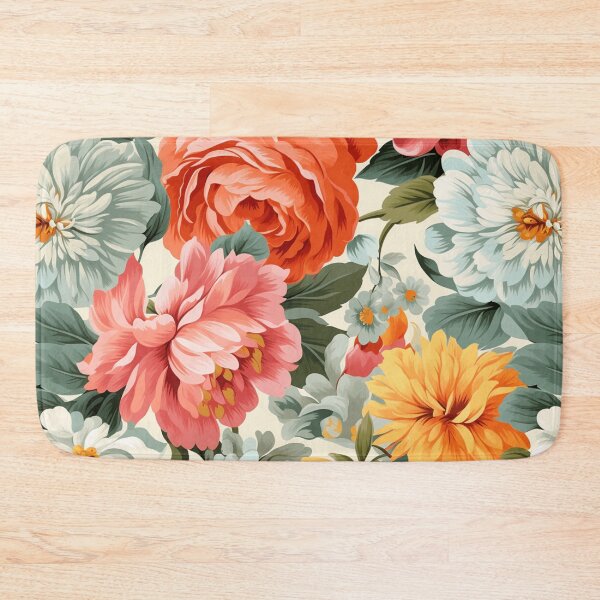 Item preview,  "Reviving the Charm of the Past: Nostalgic Blooms in Retro Floral Wallpaper" designed and sold by SBD-Shop.