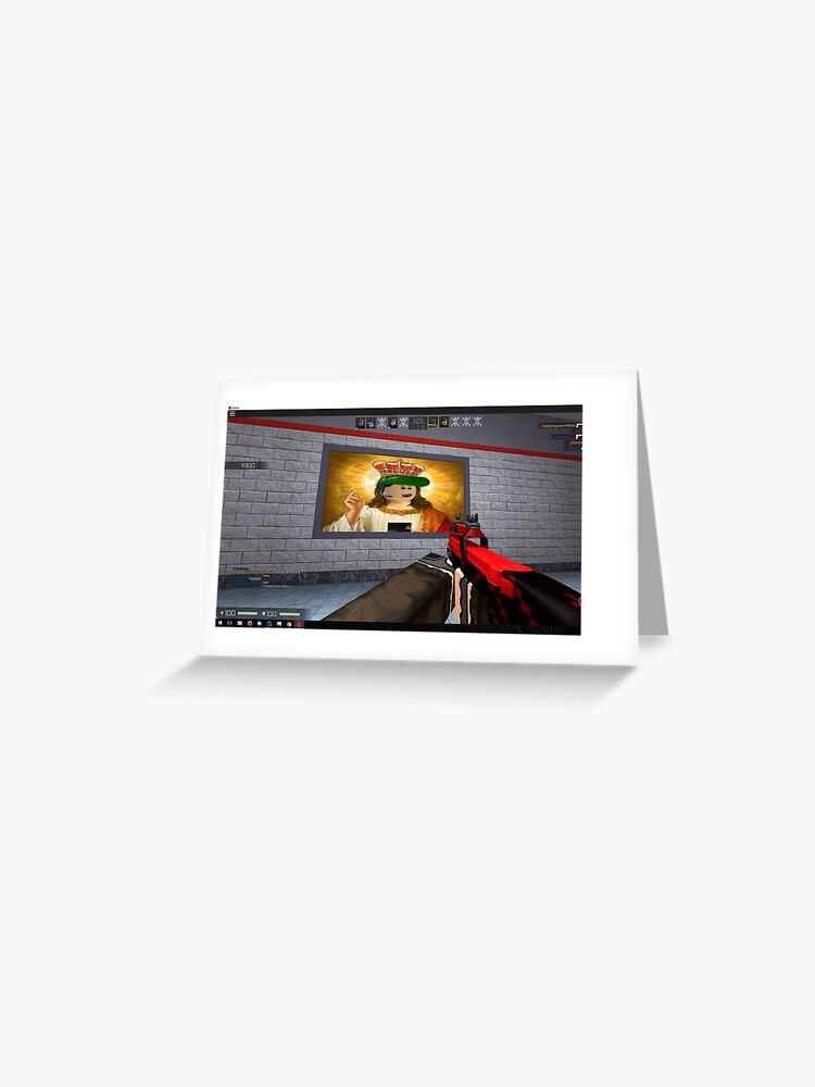 Robot Blocks Roblox Sniper Counter Strike Screenshot Greeting Card - how to place blocks in roblox