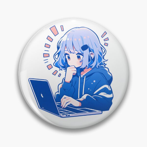 Item preview, Kawaii Anime girl using laptop designed and sold by AestheticsArt81.