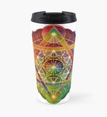 Metatrons Würfel mit Merkabah und Blume des Lebens Thermobecher