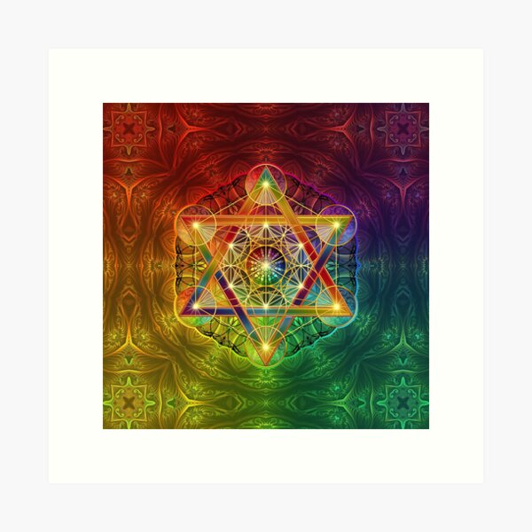 Metatron's Cube with Merkabah and Flower of Life Art Print