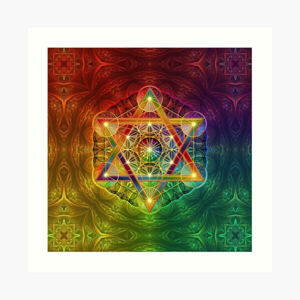 Metatron's Cube with Merkabah and Flower of Life Art Print