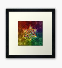 Metatrons Würfel mit Merkabah und Blume des Lebens Gerahmtes Wandbild