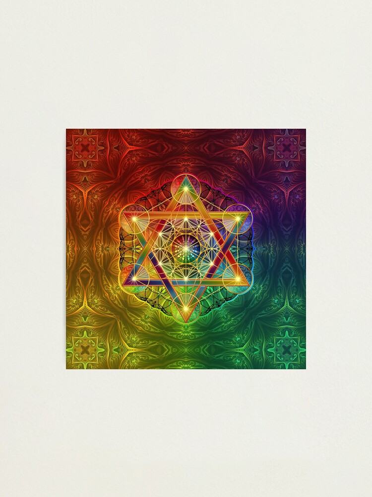 Alternate view of Metatron's Cube with Merkabah and Flower of Life Photographic Print
