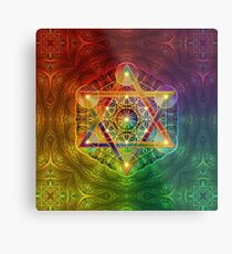 Metatron's Cube with Merkabah and Flower of Life Metal Print