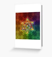 Metatron's Cube with Merkabah and Flower of Life Greeting Card