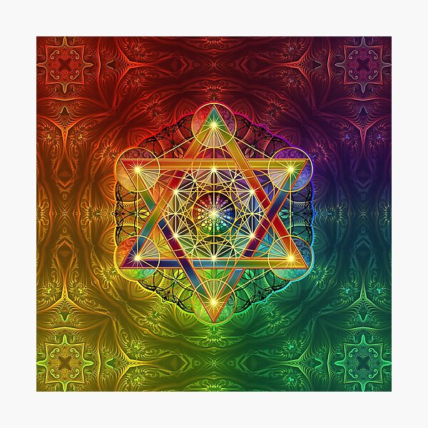 Metatron's Cube with Merkabah and Flower of Life Photographic Print