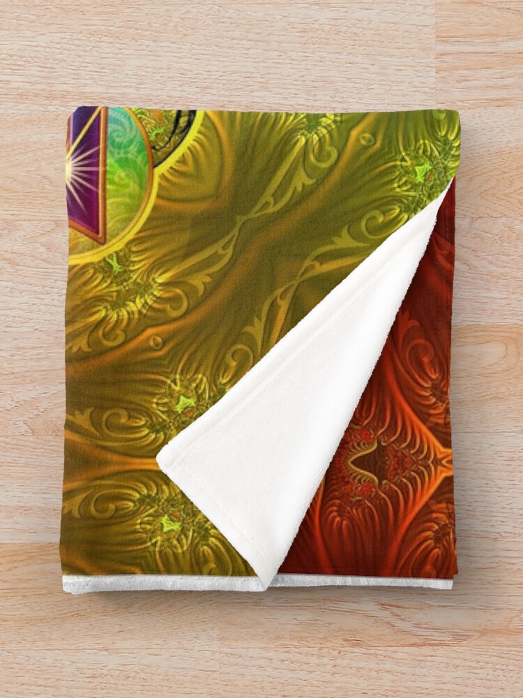 "Metatron's Cube with Merkabah and Flower of Life" Throw Blanket for