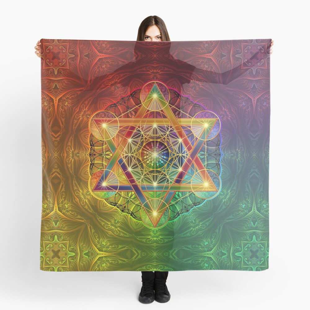 Metatron's Cube with Merkabah and Flower of Life Scarf