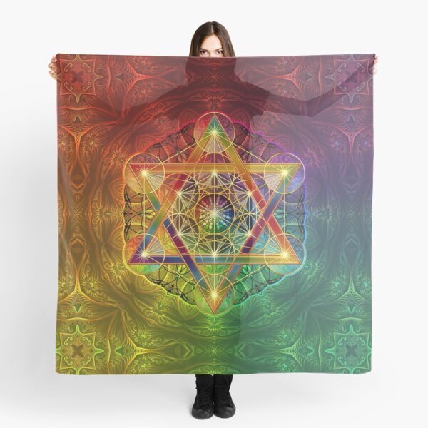Metatrons Würfel mit Merkabah und Blume des Lebens Tuch