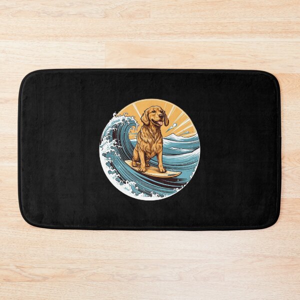 Item preview, Golden Retriever Funny Surfing in the Sea Waves designed and sold by MysteriousJ.
