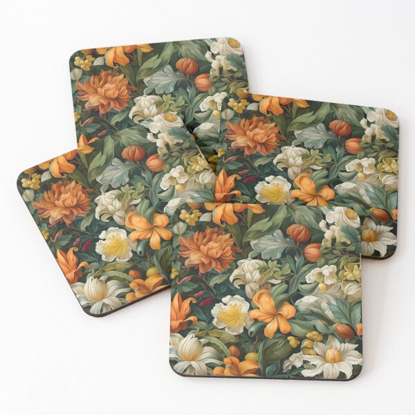 Artikelvorschau, Orange und weißes florales Ölgemälde-Muster entworfen und verkauft von SpDesignsC.