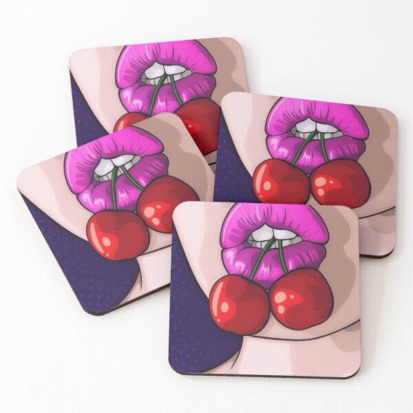 Item preview,  Violet sexy Lips and Cherries art designed and sold by OccateVadin.