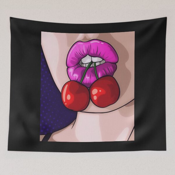 Item preview,  Violet sexy Lips and Cherries art designed and sold by OccateVadin.