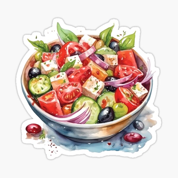 Item preview, Greek salad aquarel designed and sold by Lexa Pix.