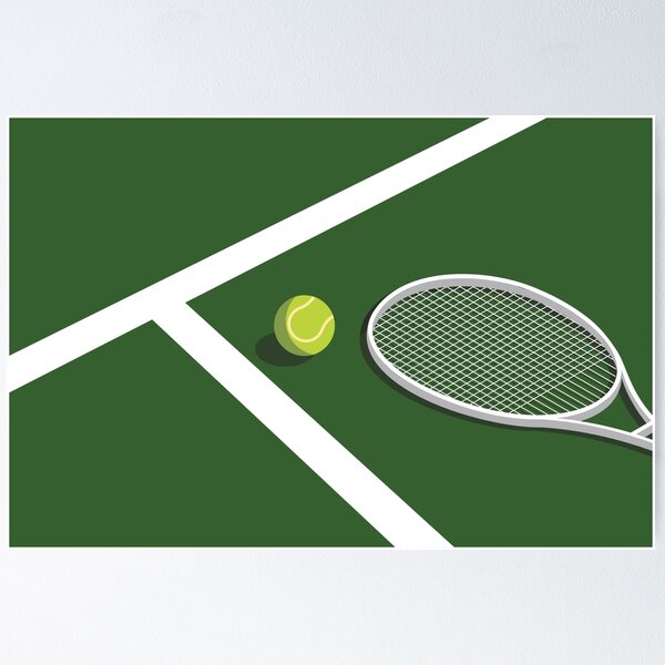 Aperçu de l'œuvre Court de tennis en gazon vert Raquettes de tennis Balle de tennis Illustrator Photo par Tennismates.au créée et vendue par Boydfoto.