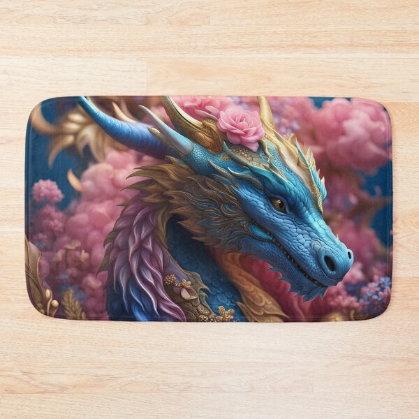 Item preview, Enchanted Garden: Floral Dragon Fantasy Illustration in Pink and Blues designed and sold by CraftyAnimal.