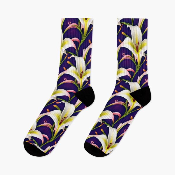 Item preview, Yellow and Pink lilies on a dark blue background designed and sold by BirdsnStuff.