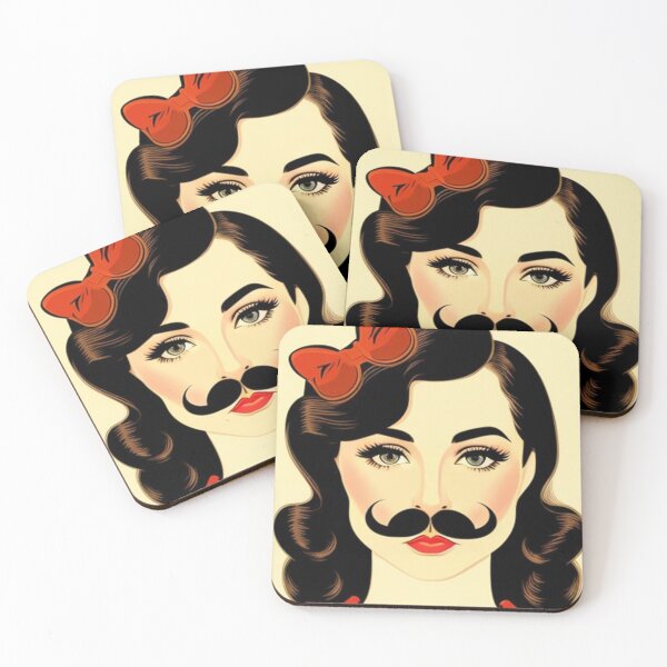 Aperçu de l'œuvre Retro lady with mustache créée et vendue par Roxburylane.